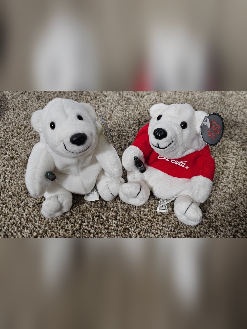 Vintage Classic 1997 Pair of White Coca-Cola Polar Bear Plushes